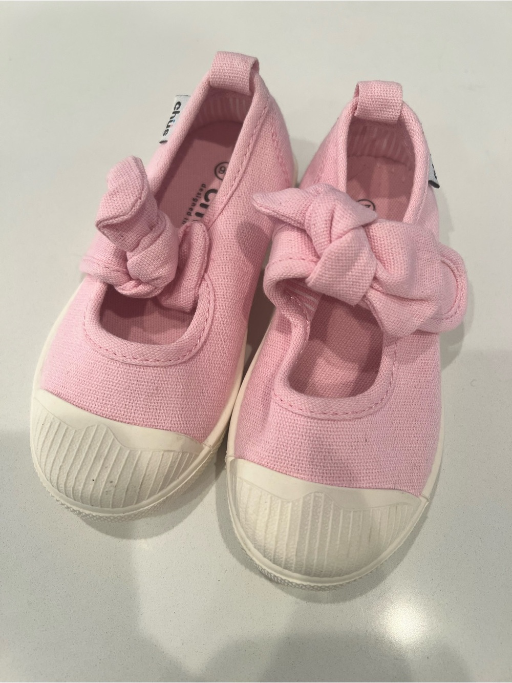 Chus Pink Canvas Kids Mary Jane Shoes with Knot Strap